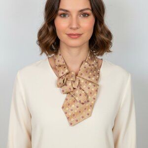 NWT Ogsplosh Unisex Ascot Scarf Handcrafted Champagne Gold Polka Dots Size Long